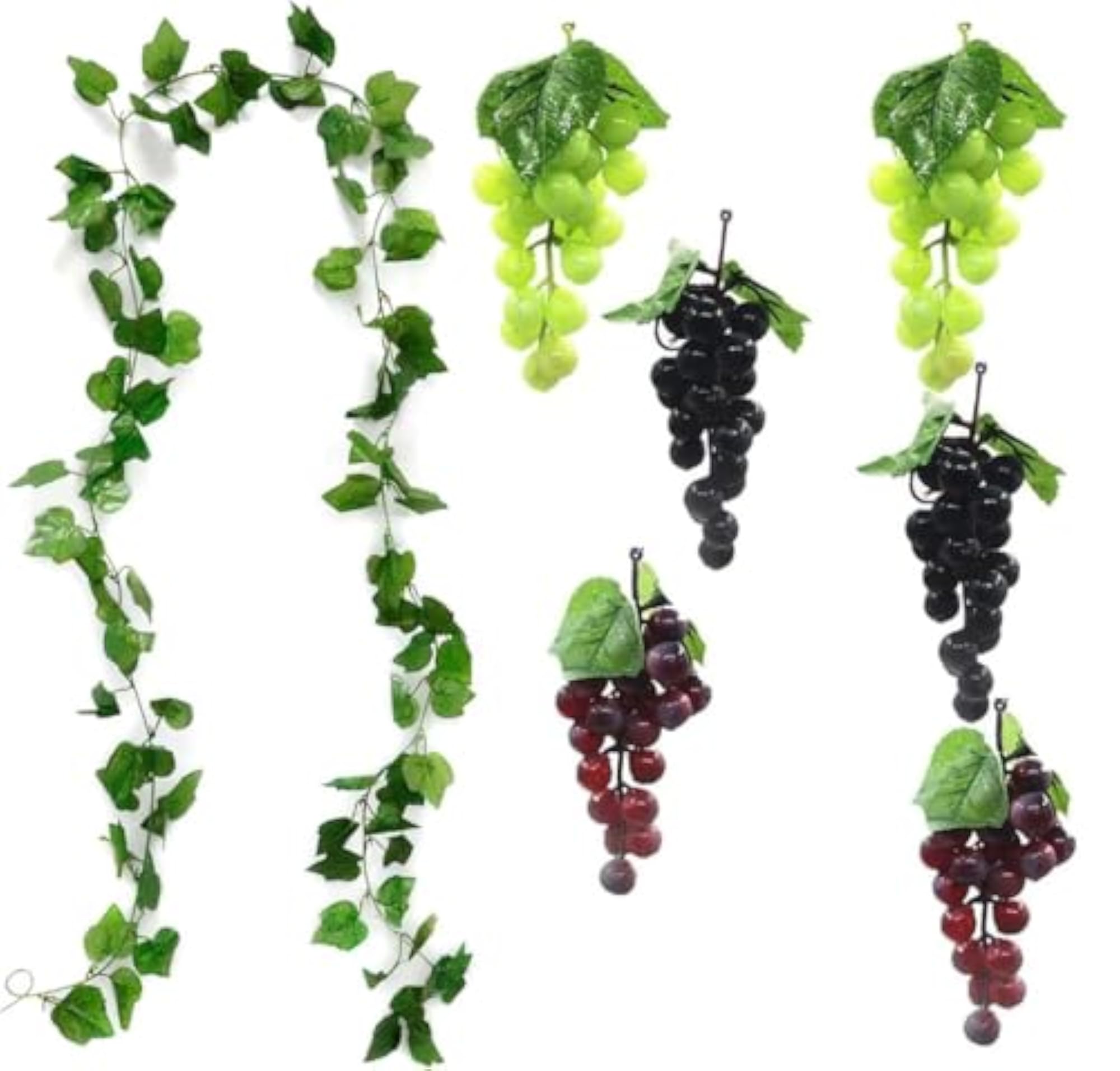 Pack of 7 Lifelike Plastic Grapes for Decoration