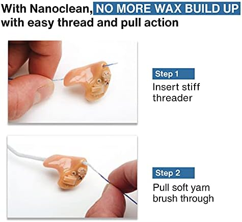 All-in-1 Hearing Aid Cleaning Kit - Gentle and Effective Hearing Aid Cleaning Brush Thread, 5 Packs of 20 Ready-to-Use Strands - Fine Instrument Cleaners by NanoClean