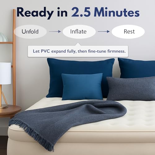 Image of King Koil Air Mattress Cal King with Built-in Pump, Inflatable Blow Up Bed