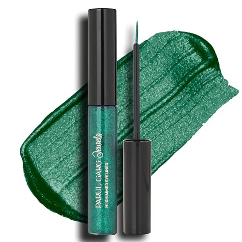 Parul Garg Beauty Hi-Shimmer Liquid Eyeliner – Smudge-Proof, Water-Resistant & Quick-Drying | Long-Wear, Precision Tip & Glitter Finish for Intense Shine | Emerald Green | 5ml