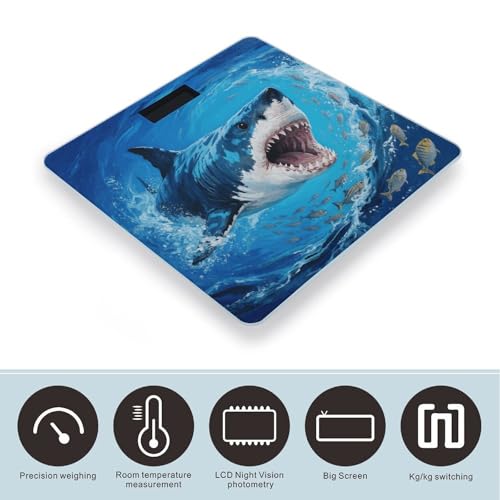 Báscula Digital de Baño Fiercely Shark con vidrio templado miniatura 3