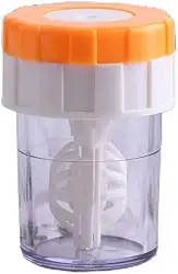 Limpador de lentes de contato rotativas manual portátil, kit de cuidados com lentes de contato compactas pequenas para uso diário e em movimento (laranja)