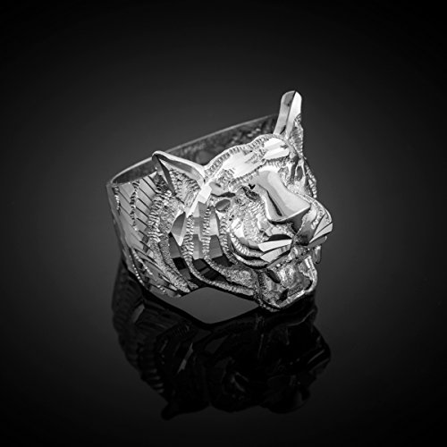 Men's 925 Sterling Silver High Polish Band Tiger Ring2