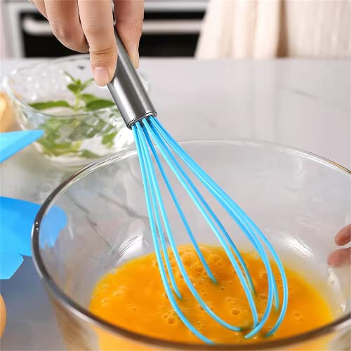 Image of Oren Empower Set of 5 Pcs Silicone Spatula & Kitchen Utensil with Hook Design for Cooking, Baking & Mixing /Non-Stick BPA Free /Heat Resistant Item, Flexible Non Toxic Silicon Cookware Tools - Blue