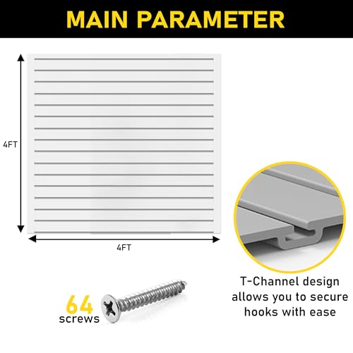 Dldirect A.HSLP.4848.BLK Slatwall Panel Garage Wall Organizer: Heavy Duty Wall Mounted Pvc Wall Rack, Interlocking Slat Wall Paneling For Garage Wall Storage, Slatwall Board thumb #1