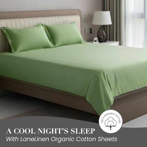 Image of LANE LINEN 400TC Super King Size Bedsheet with 2 Pillow Cases | 100% Cotton 3 Pc Bedding Set (2.74 M x 2.74 M) | Breathable & Wrinkle-Free | Sustainable & Eco Friendly Bedding Set (Green)