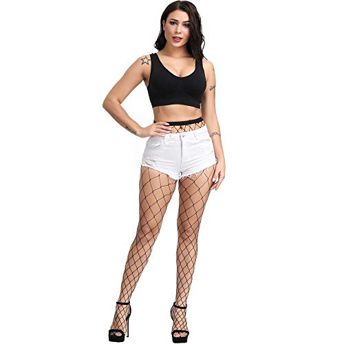 Image of CozyWow Fishnet Tights for Women, High Waist Footed Fishnet Stockings Soft and Stretchy, Womens Patterned Tights 10+ Colors