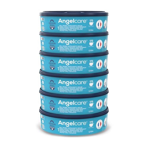 Angelcare Original Nachfüllkassetten Plus, 6er-Pack, hält bis zu 12 Monate, 5x weniger Folienverbrauch