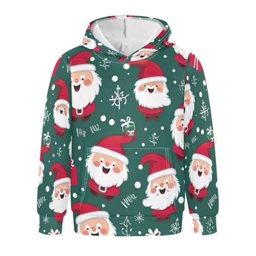 Kids Hoodies Sweaters Christmas Santa Claus Hooded Sweatshirts with Big Pockets for Boys Girls B0400030