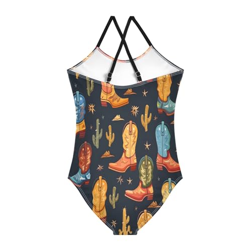 Girl's One Piece Swimsuit Cowboy Boots Beach Bathing Swimwear2