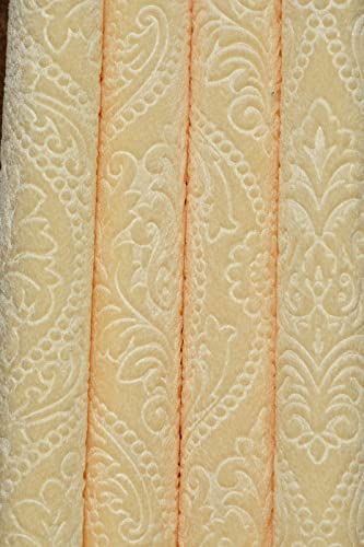 Image of Suede Velvet Embossed Room Darkening Window Curtain for Living Room, Bedroom, Hallway, 6 feet Long, Cream, Set of 1