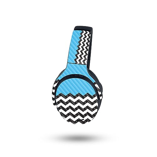 Image of MightySkins Carbon Fiber Skin Compatible with Skullcandy Crusher ANC 2 - Baby Blue Chevron | Protective, Durable Textured Carbon Fiber Finish | Easy to Apply