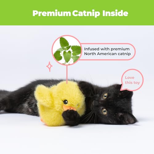 Image of Catify Best Pet Supplies Flapping Duckling, Chick & Bird Cat Toy - Motion-Activated Wings, Realistic Chirps, Catnip-Infused Plush, USB-Rechargeable Indoor Cats & Kittens, Self-Play Enrichment - Yellow