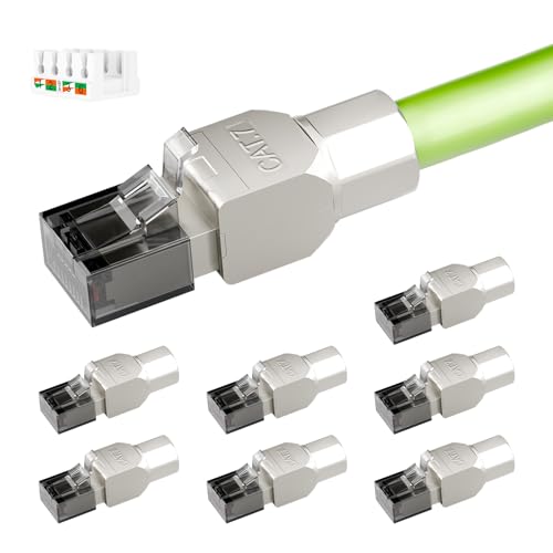 LEENUE Netzwerkstecker Cat7 Werkzeuglos 10 Gbit/s 600 MHz Geschirmt RJ45 Stecker Werkzeuglos POE für Cat7 Cat6A Verlegekabel Vergoldet lan stecker cat 7 werkzeuglos Wiederverwendbar 8 Stück Grau