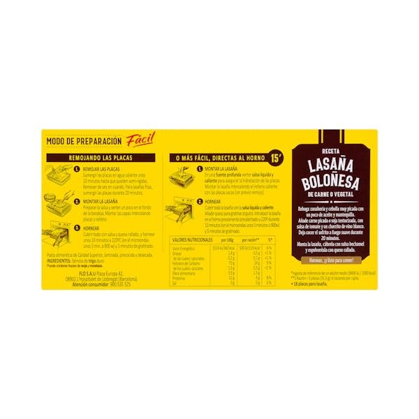 El Pavo Lasaña Fácil, Plaques Précuites Pour Lasagne à la Bolognaise, Direct au Four, 18 Portions, Sans Ébullition Préalable pack 4 unites
