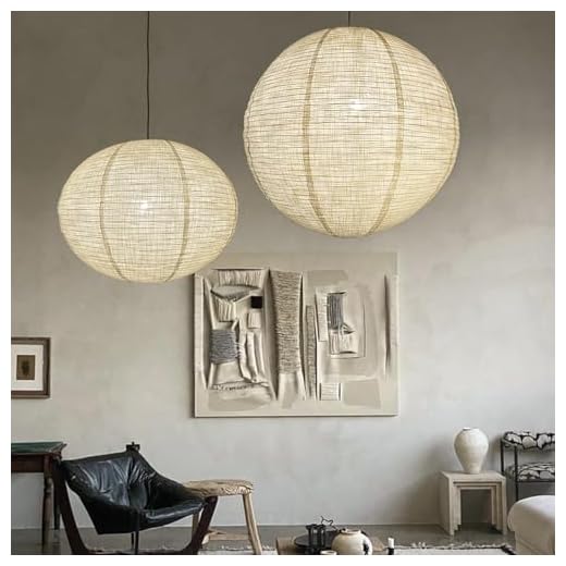 HKHDEECO Large Pendant Light Shade Set 24+20 Inch Round/oval White Cotton Lamp Shade Minimalist Foldable Hanging paper Lanterns For Weddings/Home/Store Decor. gift dieal