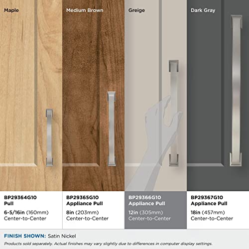 Image of Amerock | Appliance Pull | Satin Nickel | 12 inch (305 mm) Center to Center | Candler | 1 Pack | Drawer Pull | Drawer Handle | Cabinet Hardware