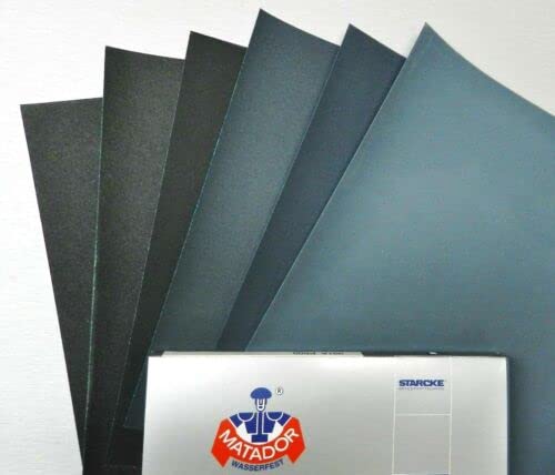Matador Abrasive Sandpaper 10 Sheet Wet or Dry 600 Grit 9x11 Silicon Carbide Made in Germany