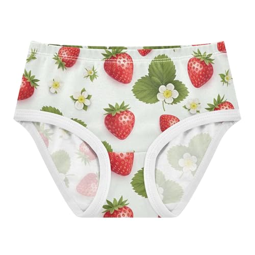 Cotton Toddler Girls Underwear Cartoon Strawberries White Floral Panties Little Girl Funny Briefs Kids Undies 2t