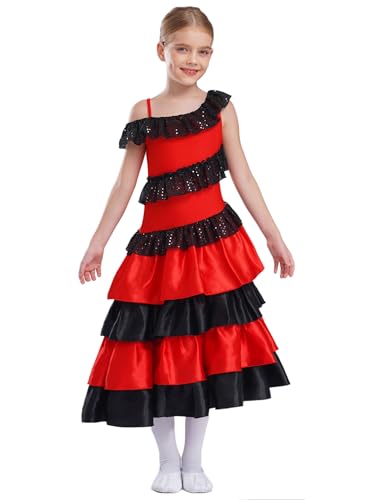 Hedmy Kinder Mädchen Flamenco Tänzerin Kostüm Rüschen A...