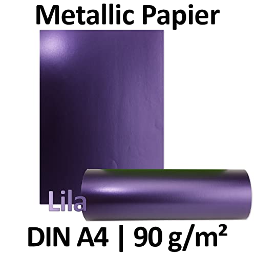 Metallic paper DIN A4 21.0 x 29.7 cm - Purple Metallic - 15 pieces - glossy craft paper 90 g m² - White back - for invitations weddings - Image 4