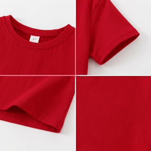 Image of Kids T Shirt Short Sleeve Crewneck Tee for Toddler Boys and Girls Cotton Basic Summer Top 2-6 Years