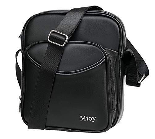 Mioy Casual - Bolso bandolera para hombre, pequeño, de piel, tamaño mini, color Negro, talla 22 X 24 X6