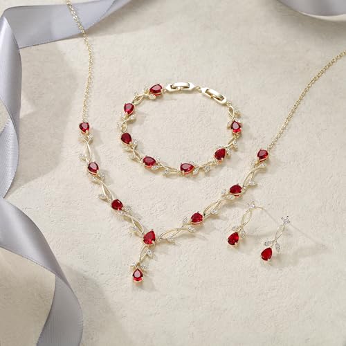 Image of EVER FAITH Cubic Zirconia Pearl Leaf Bridal Jewelry Set for Bride Women