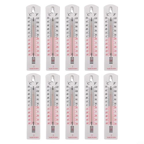 Floweringbeter Wall Mounted Indoor Outdoor Thermometer Celsius Fahrenheit Temperature Gauge for Home Office Garden Greenhouse Rust Proof Plastic Weather Resistant Easy to Read(10PCS)