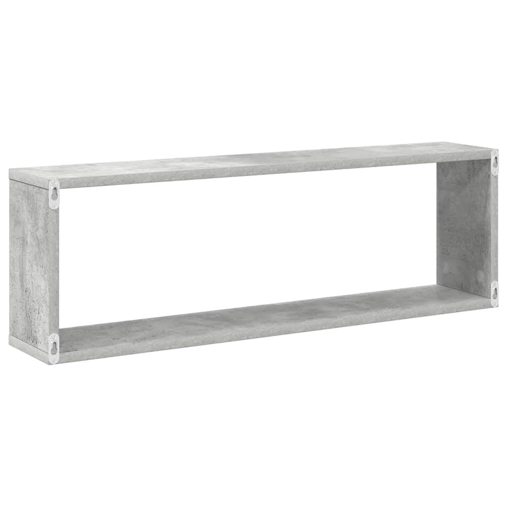 Générique Wandwürfel, 2 Stück, grau, Beton, Holz, Würfel-Design für Bücher, CDs, Blumen, separate oder gemeinsame Montage, einfache und elegante Wanddekoration