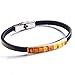 Schmales Orangefarbenes Unisex-Armband Aus Schwarzem Baltischem Bernstein
