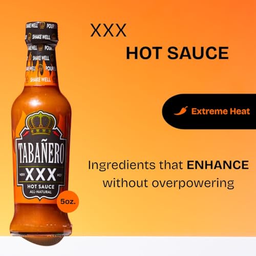 Image of Tabanero Extra Spicy XXX Hot Sauce, All Natural, 5 oz Small Glass Bottle