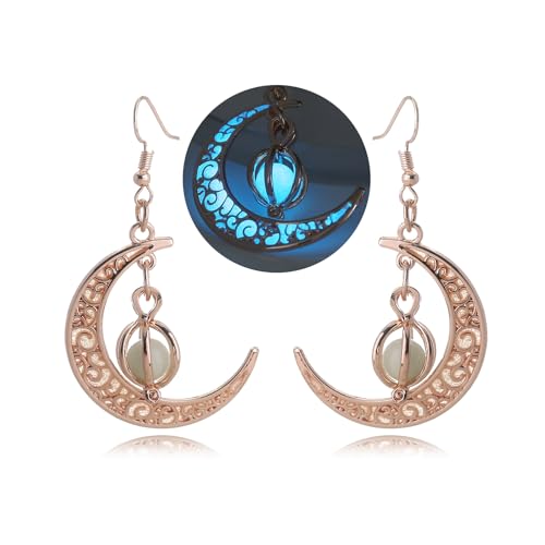 Boucles d'oreilles croissant de lune phosphorescentes en argent EEQQBZ magiques
