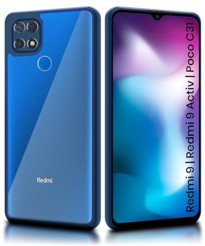 Image of WOW IMAGINE Shockproof Hybrid Back Cover for Redmi 9 | Redmi 9 Activ | Poco C31| Redmi 9C | Hard Slim fit Back Case | PC & TPU | Clear Transparent Case - Blue