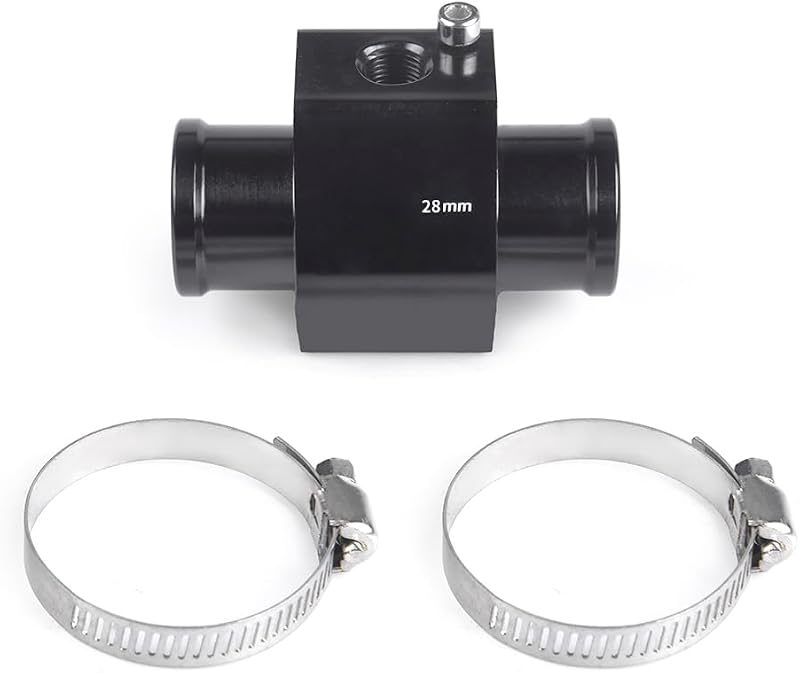 Adaptador de mangueira para sensor de temperatura da água ZHSYMX em alumínio preto 28 mm – 1 unidade