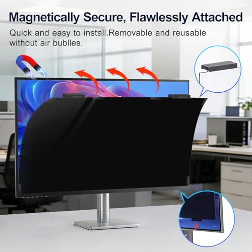 Image of 2 Pack 24 Inch Magnetic Computer Privacy Screen Filter for Monitor 16:10 Aspect Ratio, Removable Hanging Privacy Screen Shield, Anti-Glare Protector, Anti Blue Light Filter