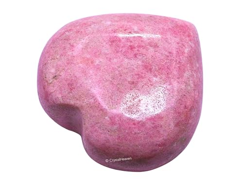 Image of Crystal Heaven Certified Thulite Heart Palm Pebbles Stones For Anxiety Stress Relief Massage - Aaa Grade Original Healing Gemstone Agate Heart Palm Stone For Yoga Meditation Spiritual