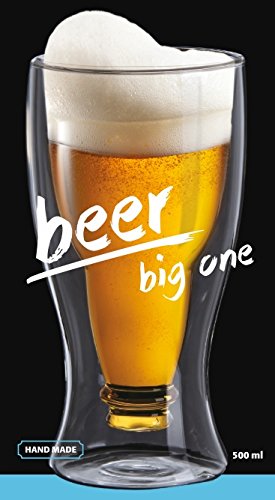 Bicchieri Da Birra Termici Doppia Parete - 2x500ml, Vetro Borosilicato, Mantiene Freddo