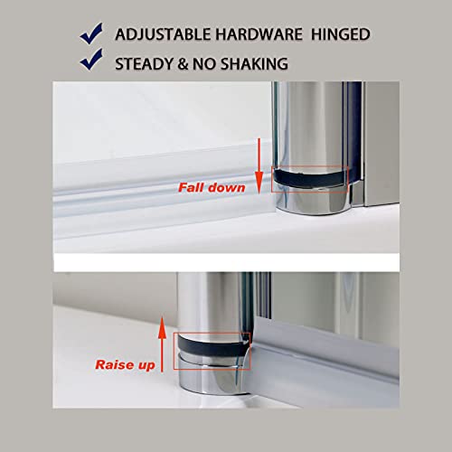 SUNNY SHOWER Adjustable 27.5-29 in. W x 72 in. H Frameless Pivot Shower Door, Chrome Finish, Certified Clear Tempered Glass Shower Enclosure - Thumbnail 5