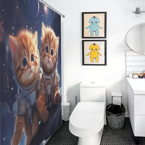 Rideau de douche chat en polyester imperméable 122x183cm - 3