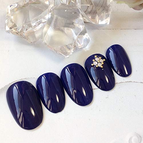 Amazon | ネイルチップ｜5サイズから選べます｜1201ネイビー紺  