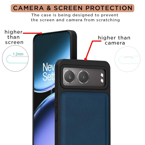 Image of Pikkme Back Cover for OnePlus Nord 4 5G | PU Leather, Full Camera Protection, Super Soft-Touch & Raised Edges Bumper Case (Blue)