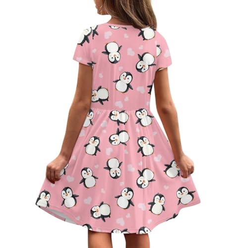Image of Short Sleeve Dress for Girls with Pockets Cute Toddler Girl Clothes Summer 2-12