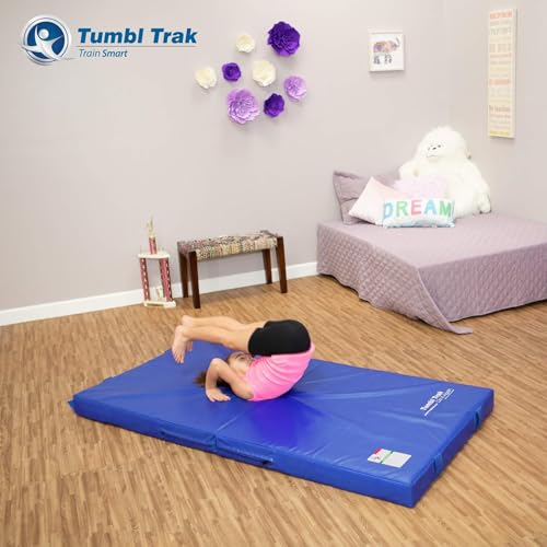 Tumbl Trak Junior Practice Mat, 3'x6'x4", Crash Mat for Gymnastics and Cheer, Landmat for Gymnastics Training, Royal Blue
