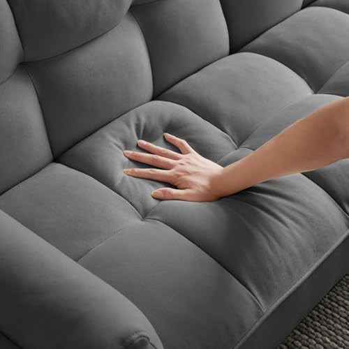 JIEXI Sofa 3 Sitzer Schlafsofa mit Schlaffunktion, Klappsofa Sofa 3 Sitzer, Schlafsofa 190x75cm, Bequemes Geeignet Für Wohnzimmer, Zimmer, Schlafzimmer (Dunkel Grau) – Bild 8