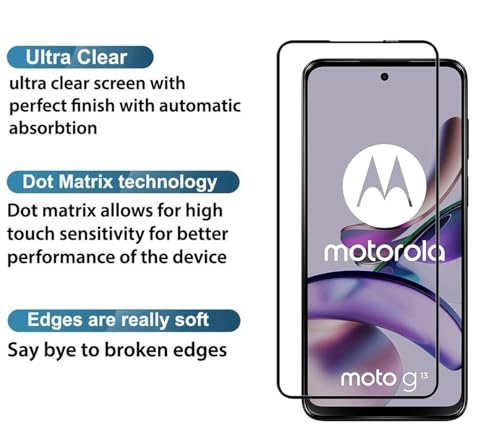 Image of HD Tempered Glass Screen Protector Compatible For Moto G13 With Edge To Edge Coverage And Easy Installation Kit