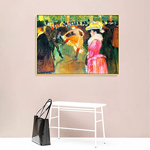 Zzpt Henri De Toulouse Lautrec Canvas Art Prints - At The Moulin Rouge The Dance Paintings Poster - Vintage Wall Decor For Living Room Bedroom Unframed (12X15In/30X38Cm) #TOP2