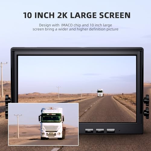 Image of eRapta 4 Wireless Backup Camera System with HD 2K 10-Inch Loop Recording Monitor, Quad Channels Full-Field Cameras IR Night Vision for Trailer /RV /Truck /Camper /Bus-AW104SL