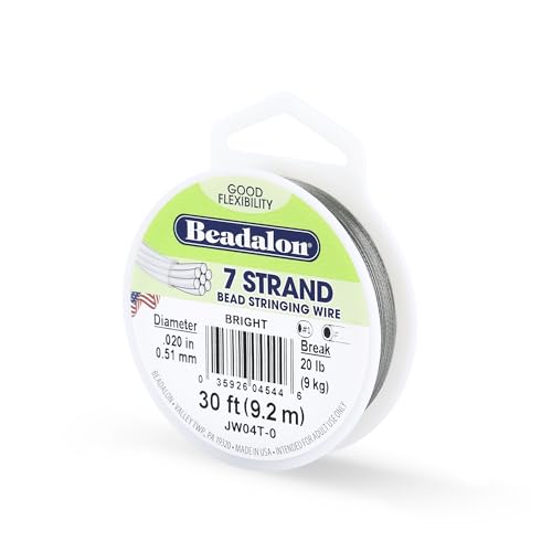 Beadalon 7-Strand Stainless Steel Beading Wire, .020 in / 0.51 mm - Satin Silver
