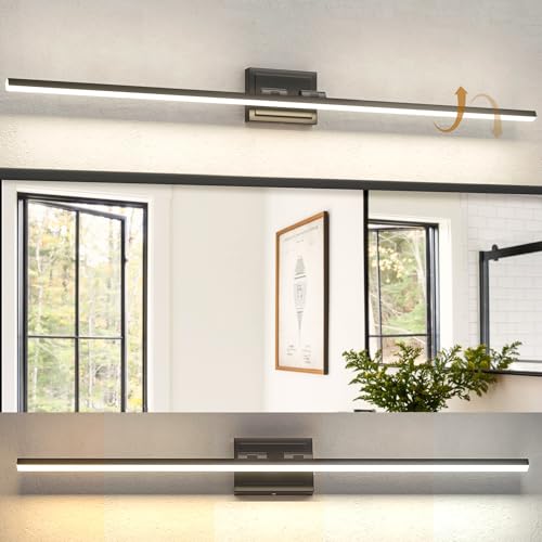 NIORSUN 48 Inch Modern Bathroom Light Fixture, 30W 5CCT Dimmable LED Black Bathroom Vanity Lights...